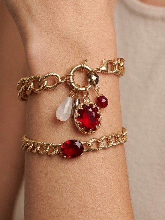Joe Fresh Jewelry - 😍CLEARANCE - B72 JOE FRESH  Goldtone Chain Crystals Bracelet 2-Pack